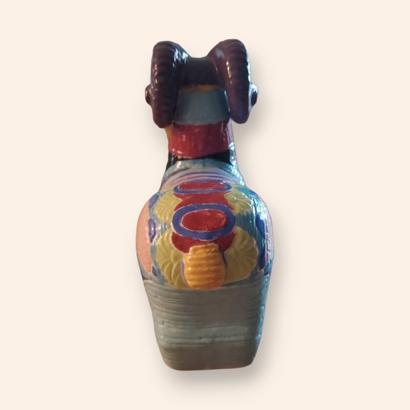 Vintage Ram Figurine Ceramic Ornate Etched Pastel Farm Animal Statue Retro - Picture 3 of 4